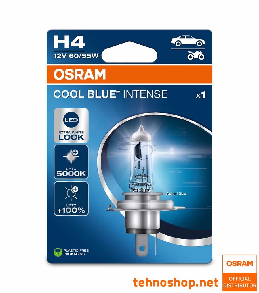 HALOGEN BULB OSRAM H4 64193CBN-1BL COOL BLUE INTENSE 60/55W 12V P43t 1BL