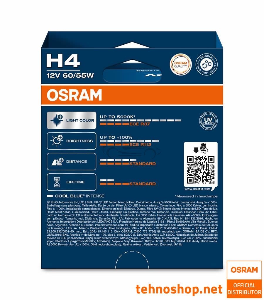 ŽARNICA OSRAM HALOGEN H4 64193CBN-2HB COOL BLUE INTENSE 60/55W 12V P43t 2HB