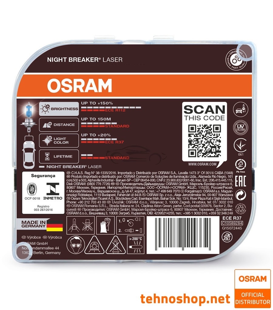 64193NL-HCB OSRAM NIGHT BREAKER LASER next Generation H4 Ampoule