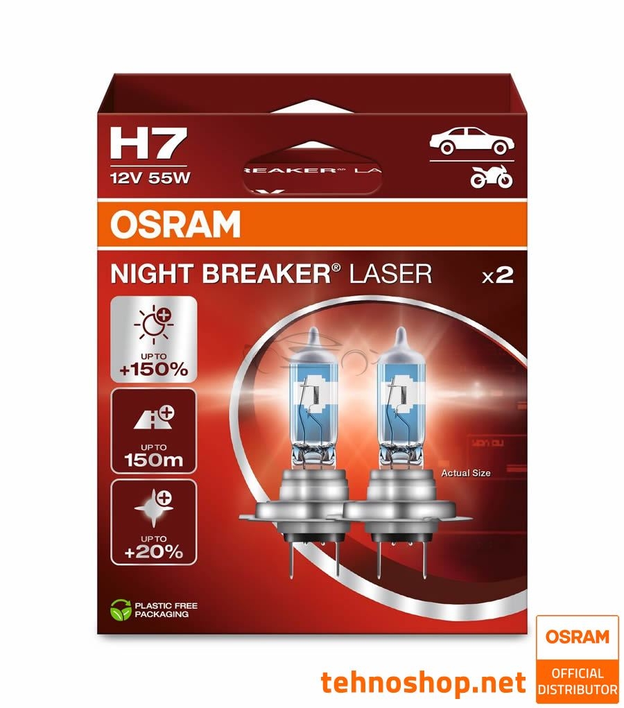 BULB OSRAM HALOGEN H7 NIGHT BREAKER LASER 64210NL-2HB 12V 55W PX26d 2HB