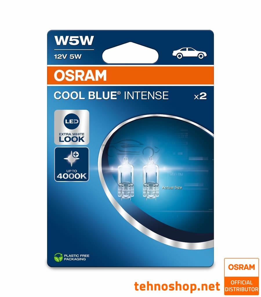 BULB OSRAM HALOGEN W5W 2825CBN-2BL COOL BLUE INTENSE 5W 12V W2.1x9.5d 2BL