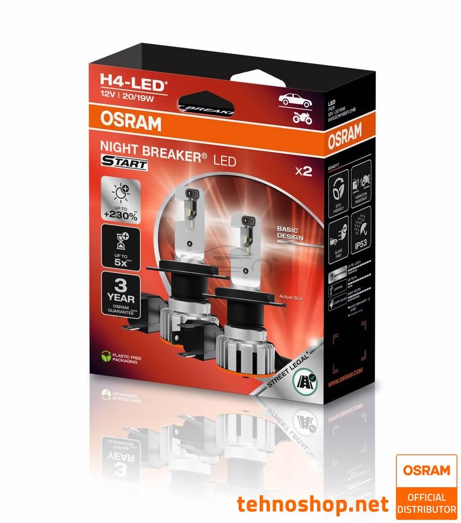 LED ŽARNICE OSRAM NIGHT BREAKER START H4 64193DWNBST-2HB 12V P43t 2HB