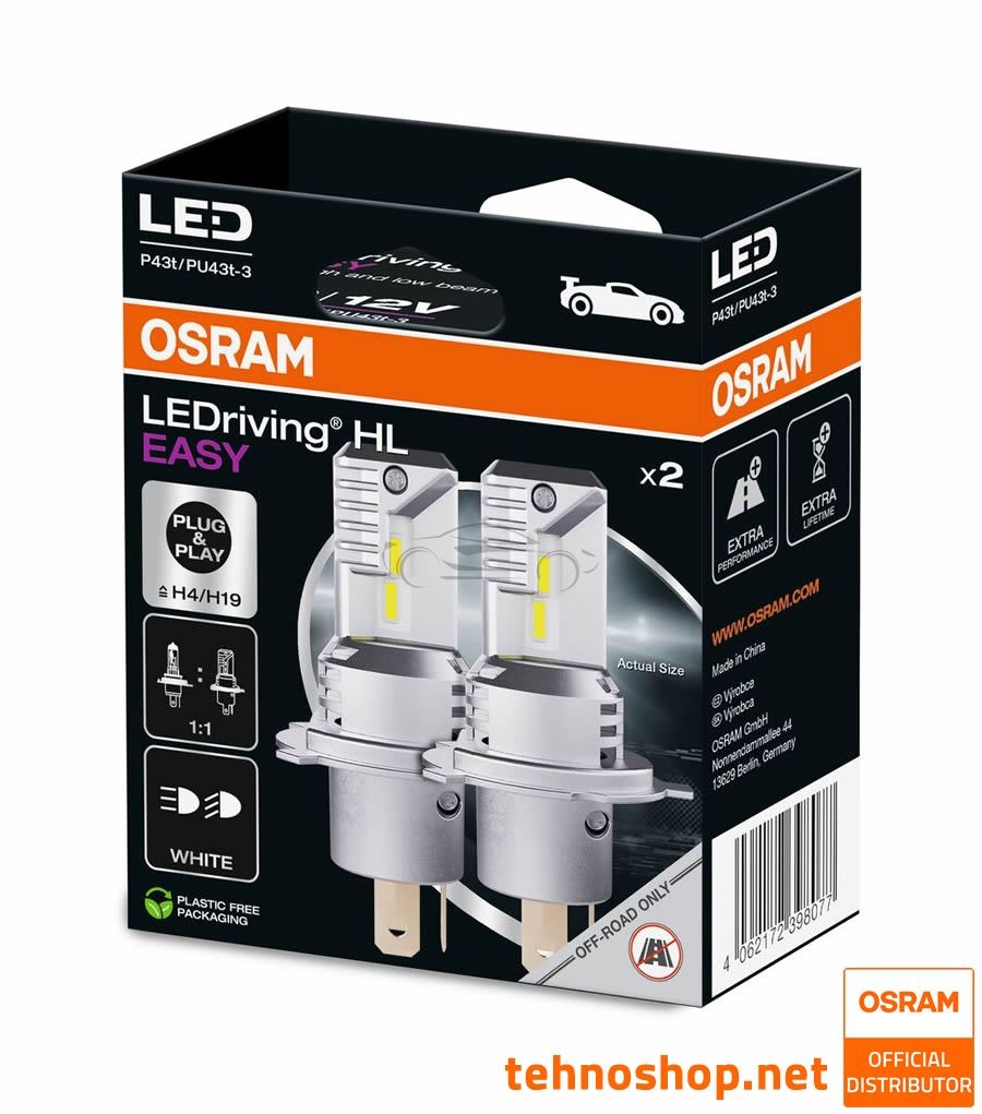 LED ŽARNICE H4/H19 OSRAM LEDriving HL EASY 64193DWESY-2HB 12V P43t 2HB