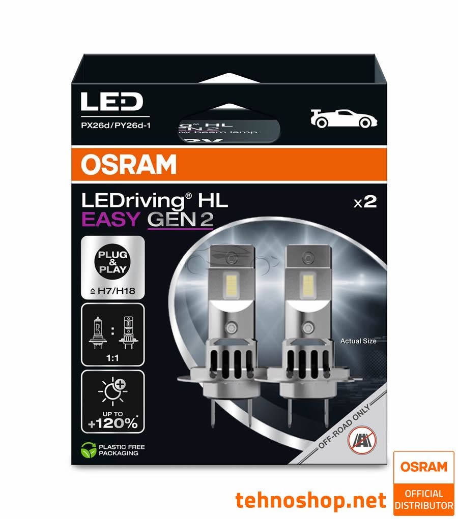 LED BULBS H7 OSRAM LEDriving® HL EASY gen2 64210DWESY2-2HB 12V PX26d 2HB