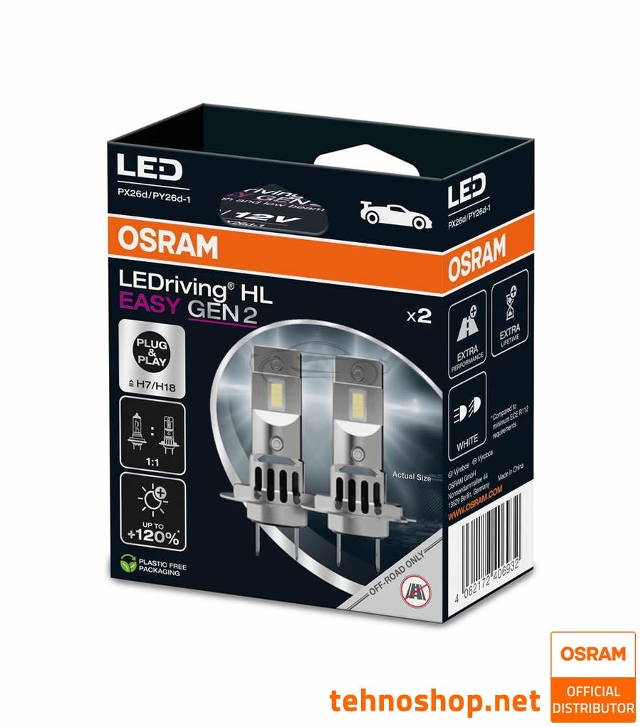 LED BULBS H7 OSRAM LEDriving® HL EASY gen2 64210DWESY2-2HB 12V PX26d 2HB