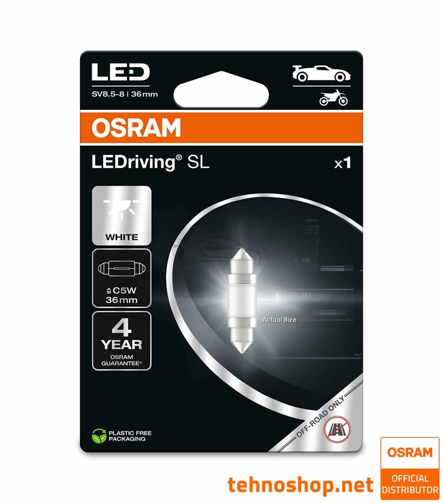 BULB OSRAM LED C5W (36 mm) LEDriving® SL 12V 0,6W 6418DWP-01B SV8.5-8 BLI1