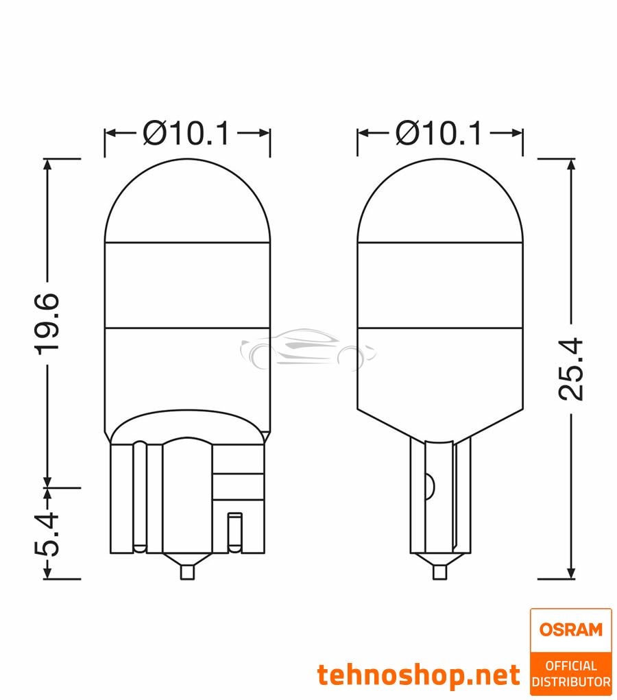 BULB OSRAM LED W5W LEDriving SL 12V 0,8W 2825DWP-2BL W2.1x9.5d 2BL