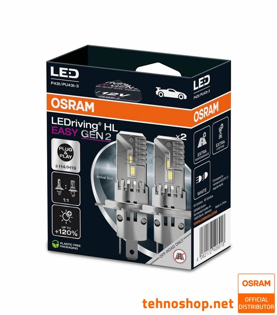 LED BULBS H4/H19 OSRAM LEDriving HL EASY 64193DWESY2-2HB 12V P43t 2HB