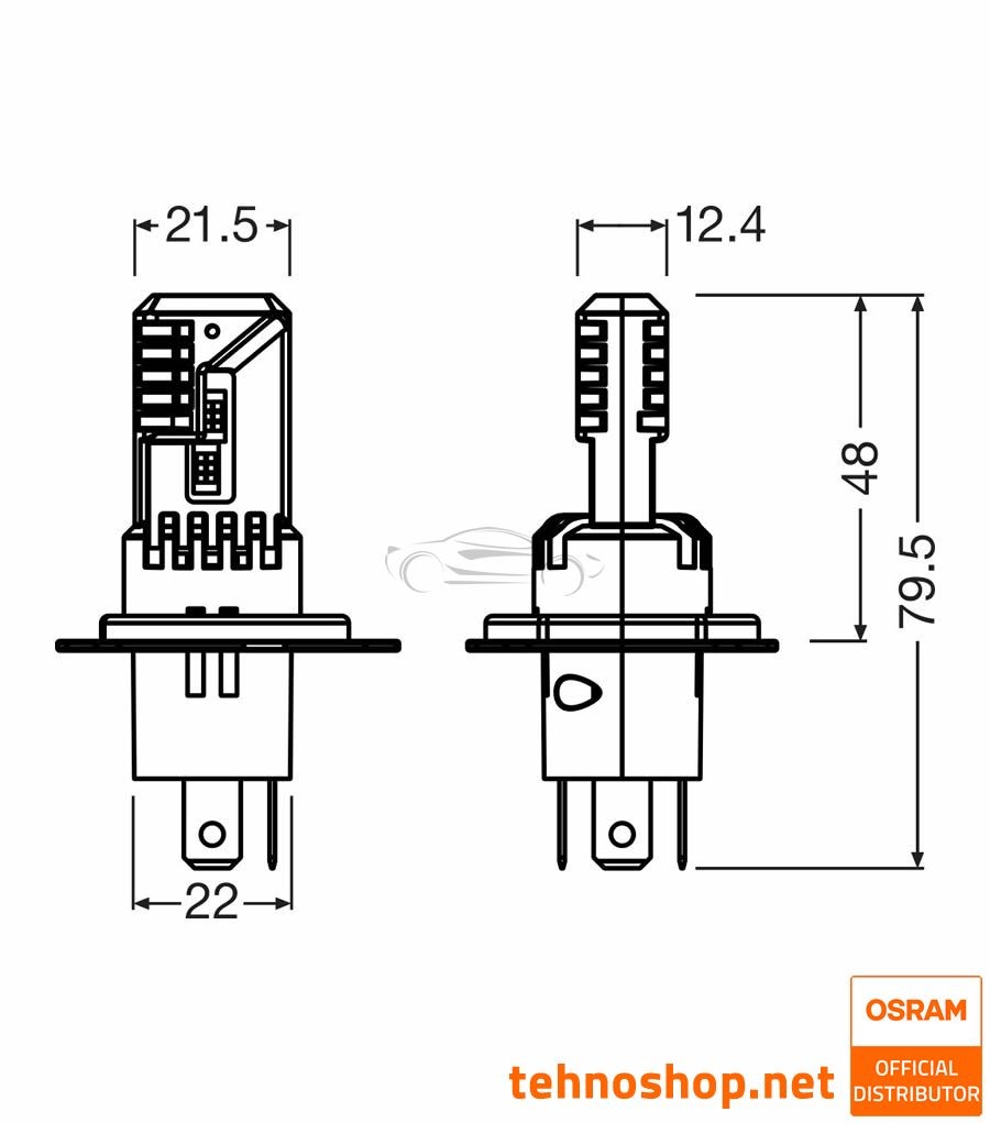 LED BULBS H4/H19 OSRAM LEDriving HL EASY 64193DWESY2-2HB 12V P43t 2HB