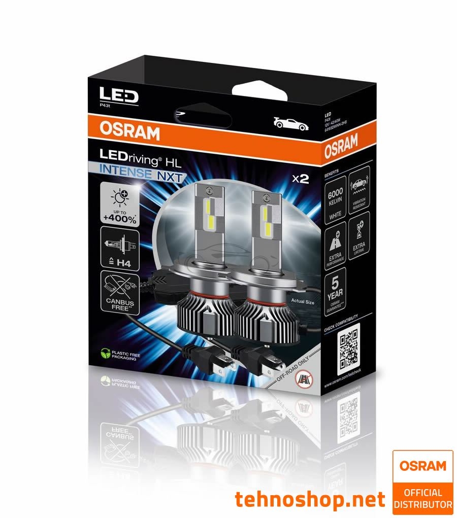 LED BULBS H4/H19 OSRAM LEDriving HL INTENSE NEXT 64193DWINN-2HB 12V P43t 2HB