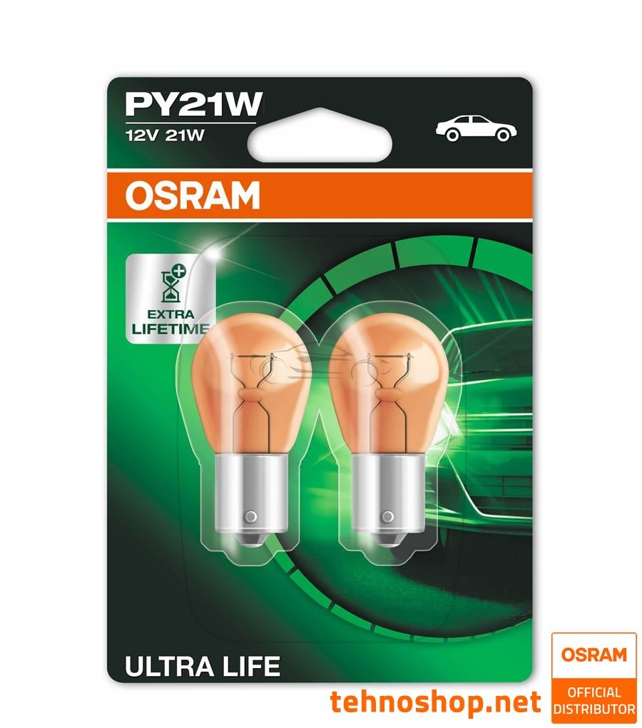 ŽARNICA OSRAM PY21W 7507ULT-02B ULTRA LIFE ORANŽNA 12V BAU15s BLI2