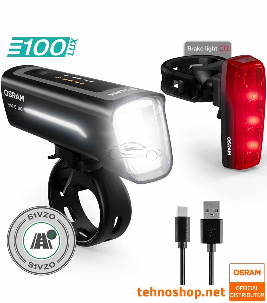 SET PREDNJE IN ZADNJE LED LUČI ZA KOLO OSRAM LEDsBIKE RACE 100 SET