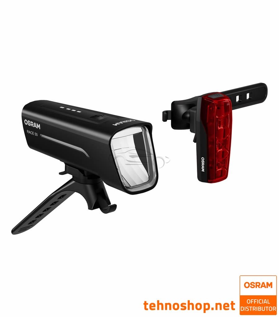 BICYCLE FRONT AND REAR LED LIGHTS OSRAM LEDsBIKE RACE 50 SET