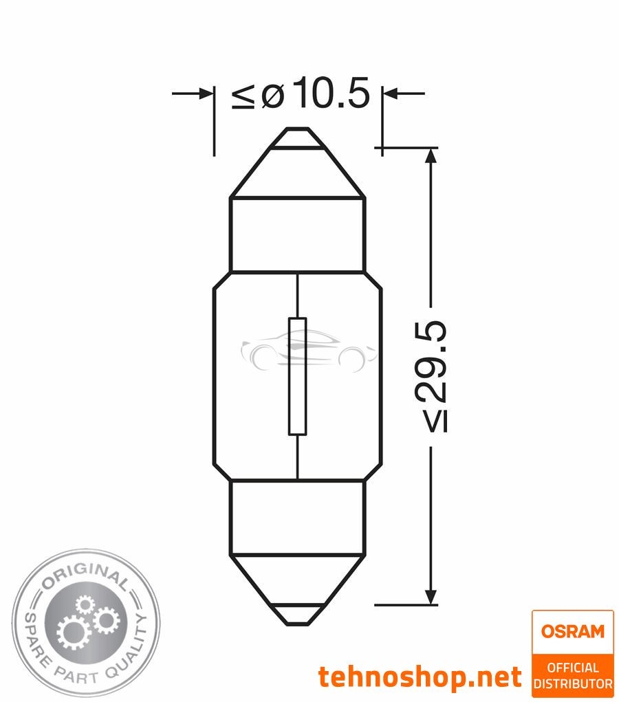 ŽARNICA OSRAM 10W 6438-2BL ORIGINAL 12V SV8.5-8 31mm 2BL