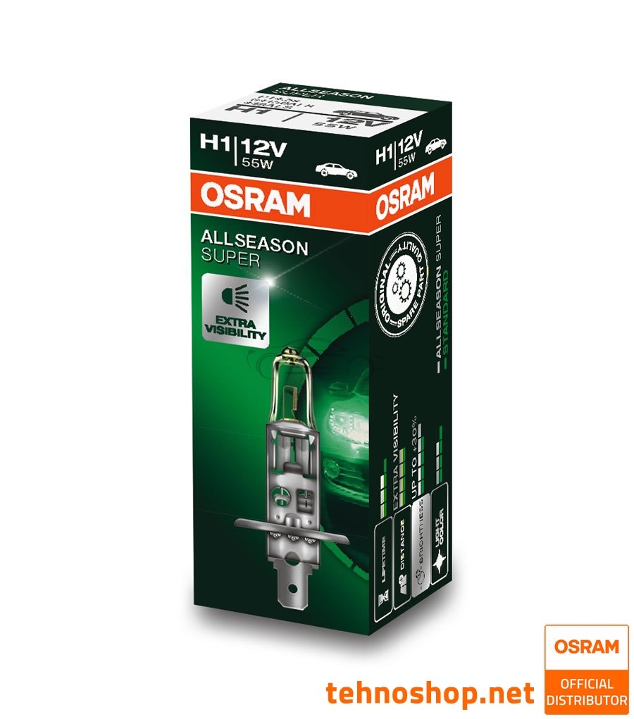 BULB OSRAM HALOGEN H1 64150ALS ALLSEASON SUPER 55W 12V P14.5s FS1