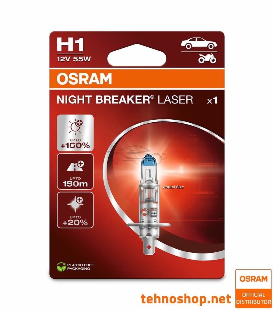 ŽARNICA OSRAM HALOGEN H1 64150NL-1BL NIGHT BREAKER LASER 55W P14.5s 1BL