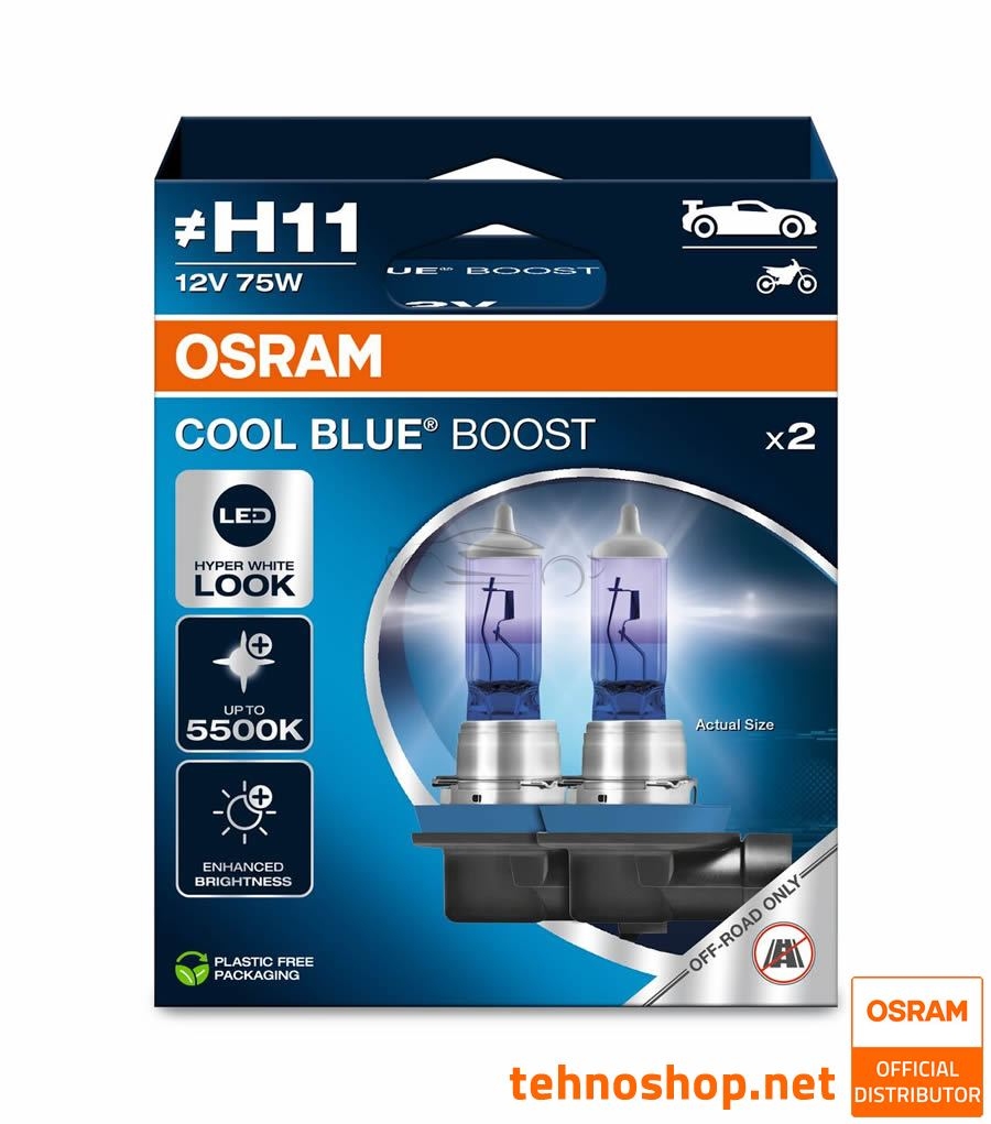 ŽARNICA OSRAM HALOGEN H11 COOL BLUE BOOST 62211CBB-2HB 80W 12V PGJ19-2 2HB