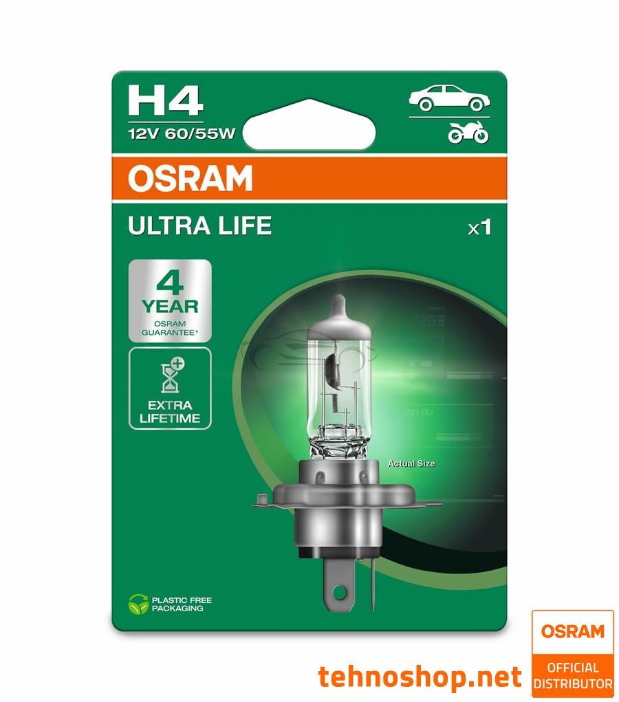 ŽARNICA OSRAM HALOGEN H4 64193ULT-1BL ULTRALIFE 60/55W 12V P43t 1BL