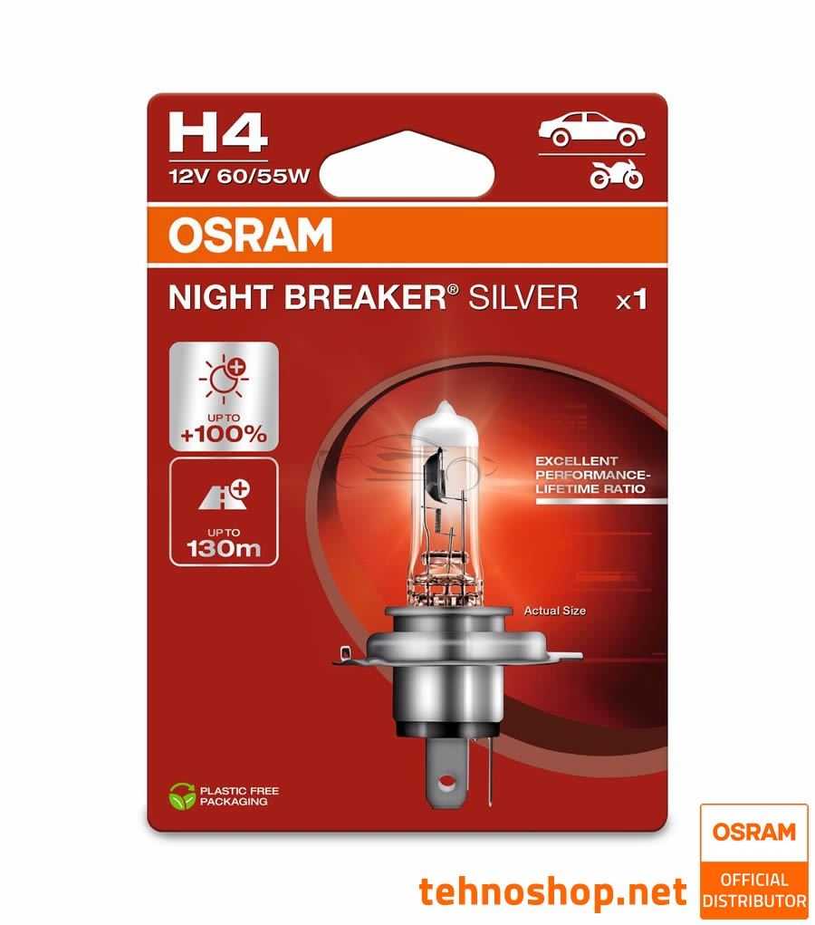 ŽARNICA OSRAM HALOGEN H4 64193NBS-1BL NIGHT BREAKER SILVER 60/55W P43t 1BL