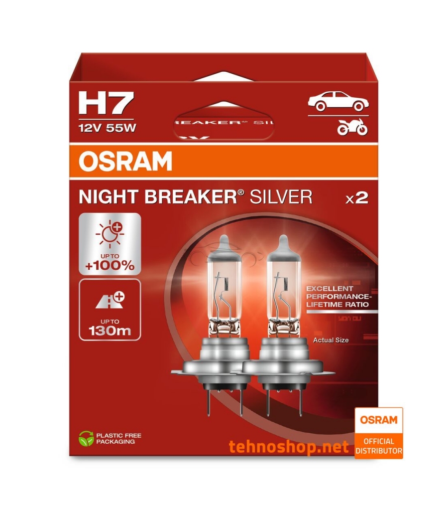 ŽARNICA OSRAM HALOGEN H7 NIGHT BREAKER SILVER 64210NBS-2HB 55W PX26d 2HB