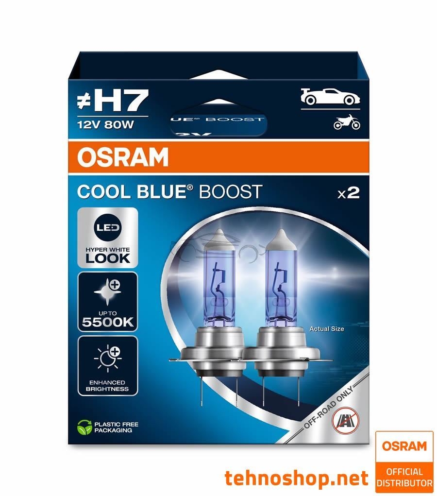 OSRAM HALOGEN HEADLIGHT BULB H7 COOL BLUE BOOST 62210CBB-2HB 80W 12V PX26d 2HB