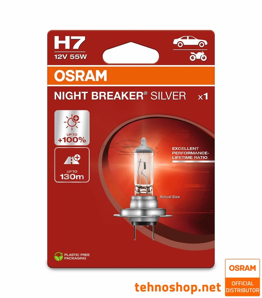 ŽARNICA OSRAM HALOGEN H7 64210NBS-1BL NIGHT BREAKER SILVER 55W PX26d 1BL