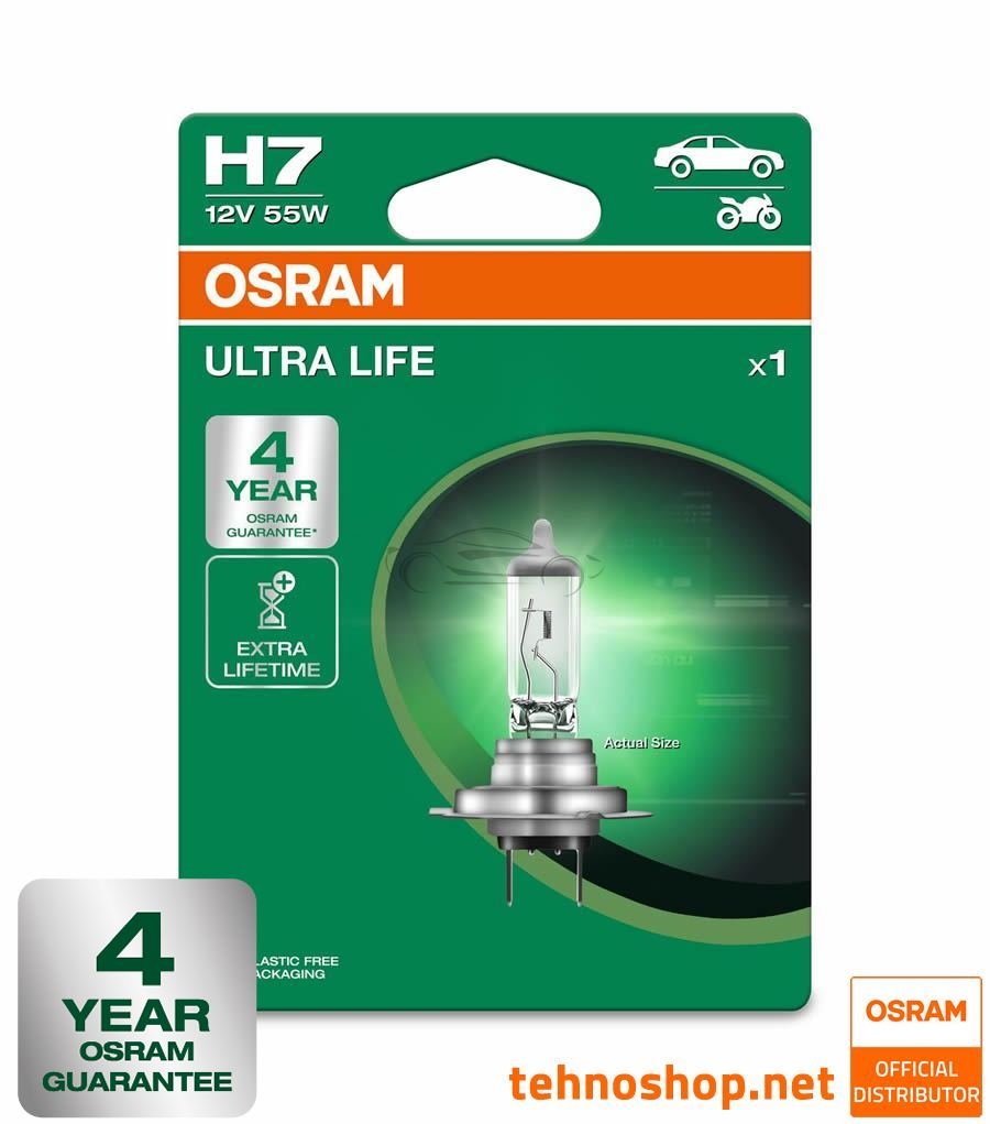 ŽARNICA OSRAM HALOGEN H7 64210ULT-1BL ULTRALIFE 55W 12V PX26d 1BL