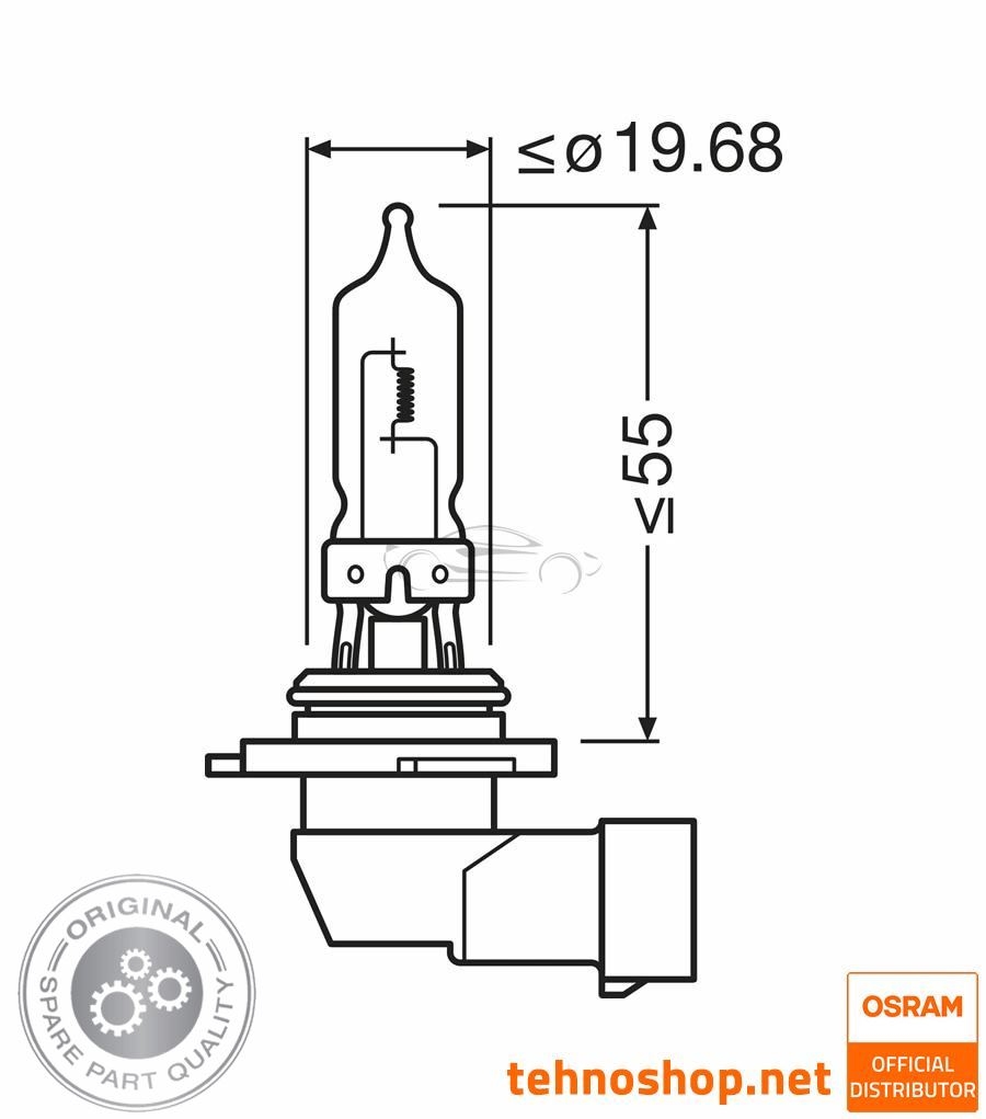 OSRAM HALOGEN BULB HB3 9005-1BL ORIGINAL 60W 12V P20d 1BL