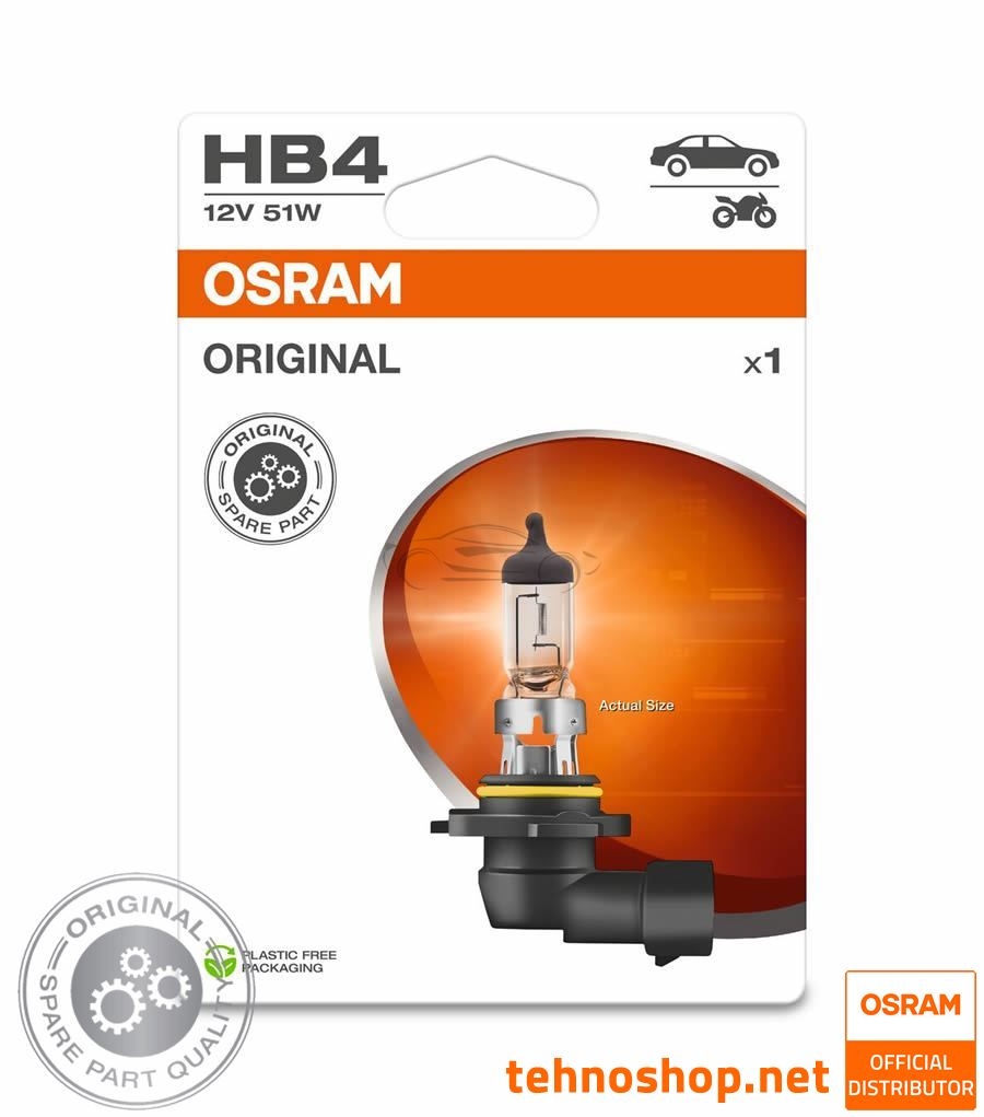 OSRAM HALOGEN BULB HB4 9006-1BL ORIGINAL 55W 12V P22d 1BL