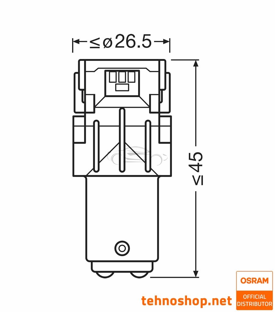 OSRAM LED BULB P21/5W LEDriving SL 12V 1.3W 7528DYP-2BL BAY15d 2BL