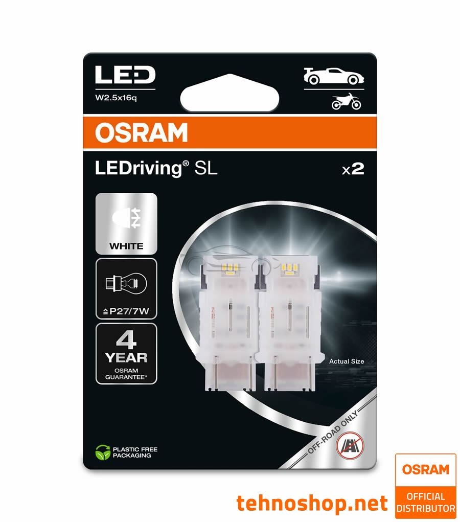 OSRAM LED BULB P27/7W LEDriving SL 12V 2.0W 3157DWP-2BL W3x16q 2BL