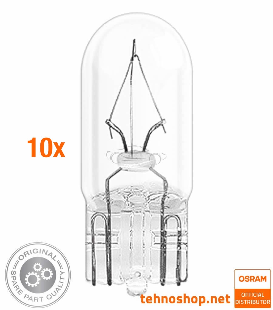 10x BULB OSRAM W3W ORIGINAL 2821 12V W2.1X9.5D UNV1